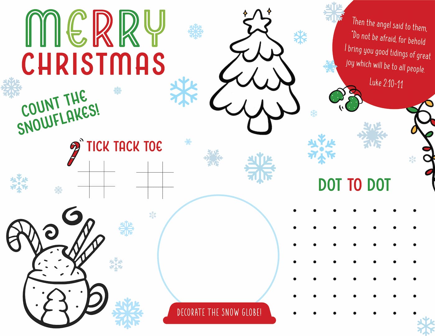 Printable Christmas activity sheet preview.