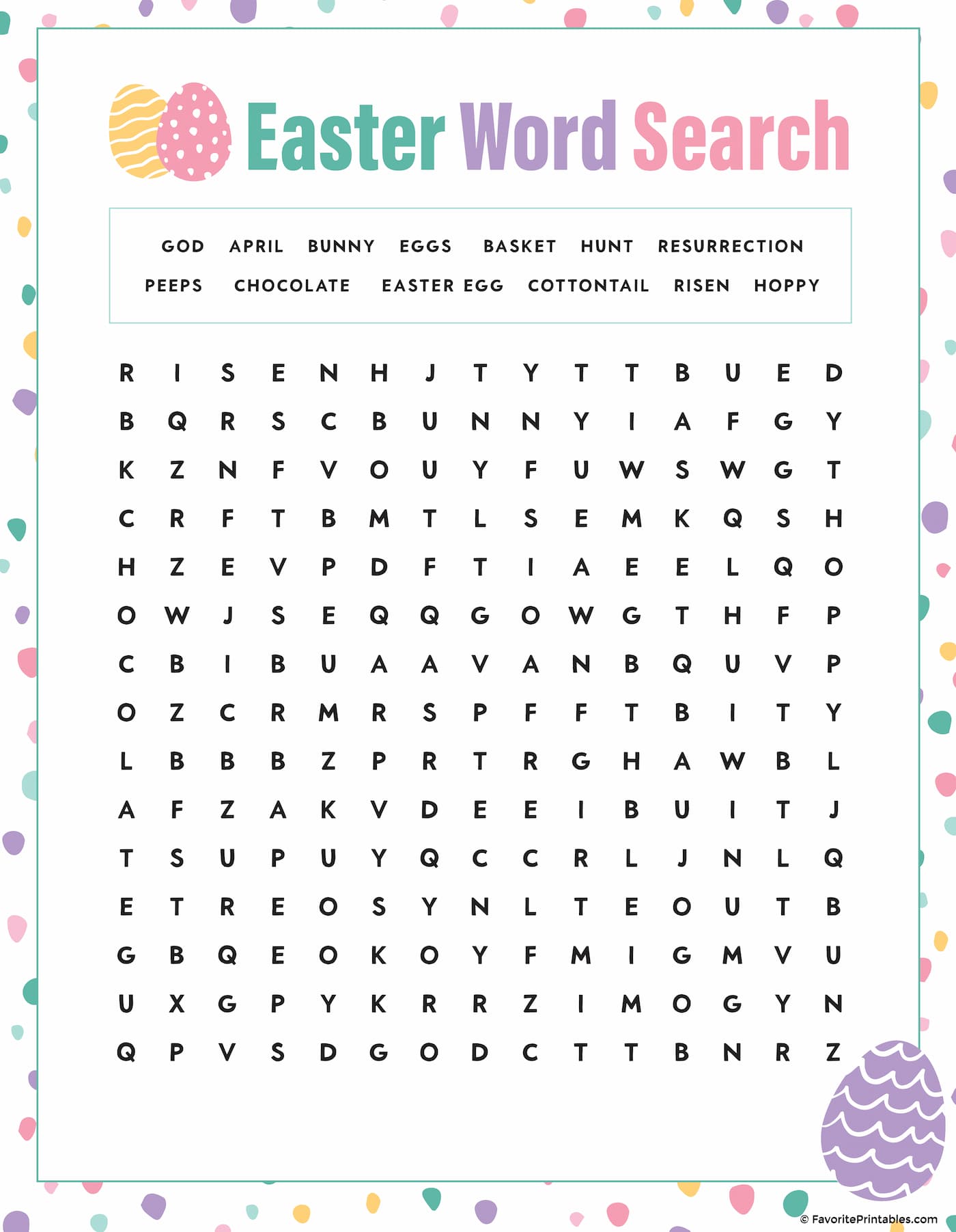 Easter word search printable.