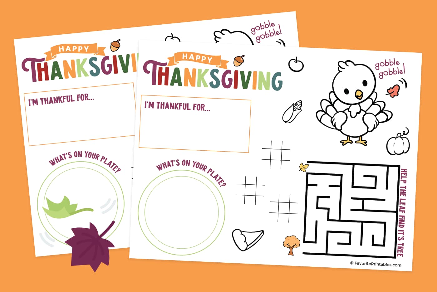 Printable Thanksgiving activity sheet preview.