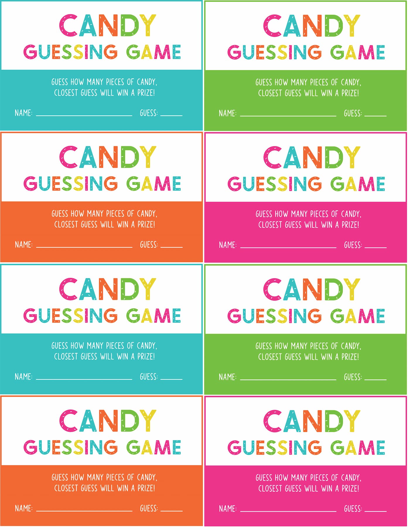 Free Printable Candy Guessing Game Perfect For The Classroom Favorite Printables