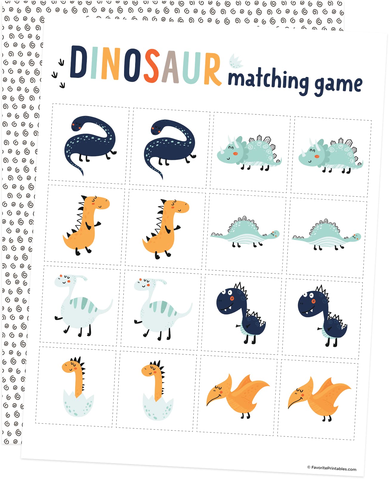 Free Printable Fun Dinosaur Matching Game - Favorite Printables