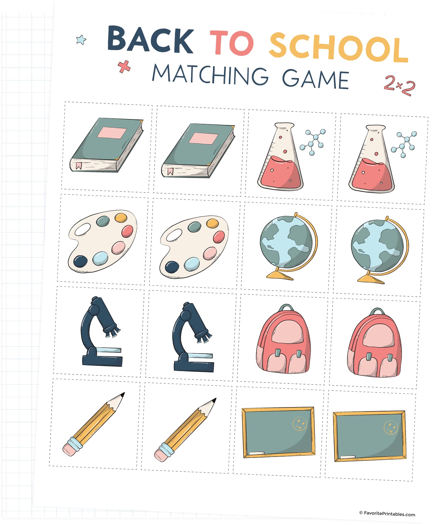 Preview of back to school match game page.