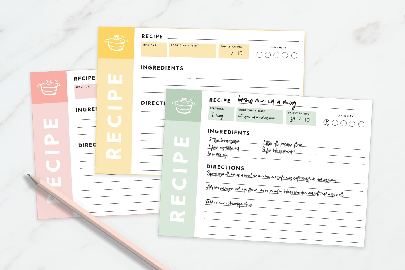 Preview set of 5x7 printable recipe cards.