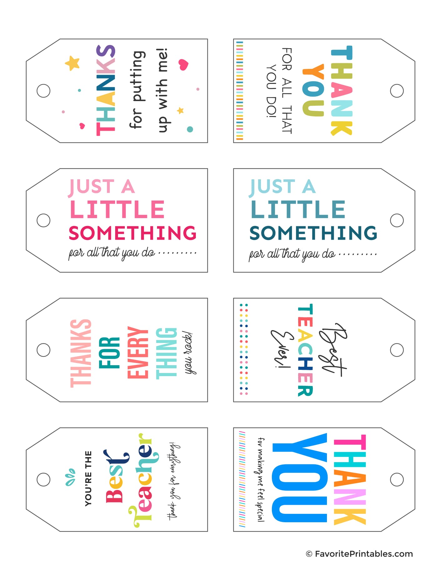 Preview of Thank you gift tags for teachers.