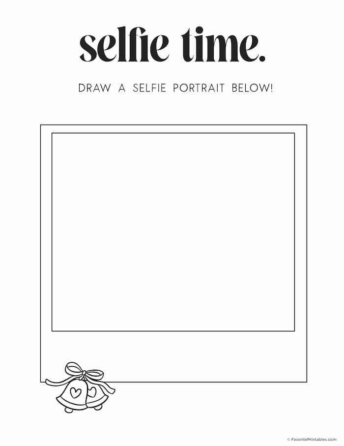 Preview page for "selfie time" for wedding activity book.