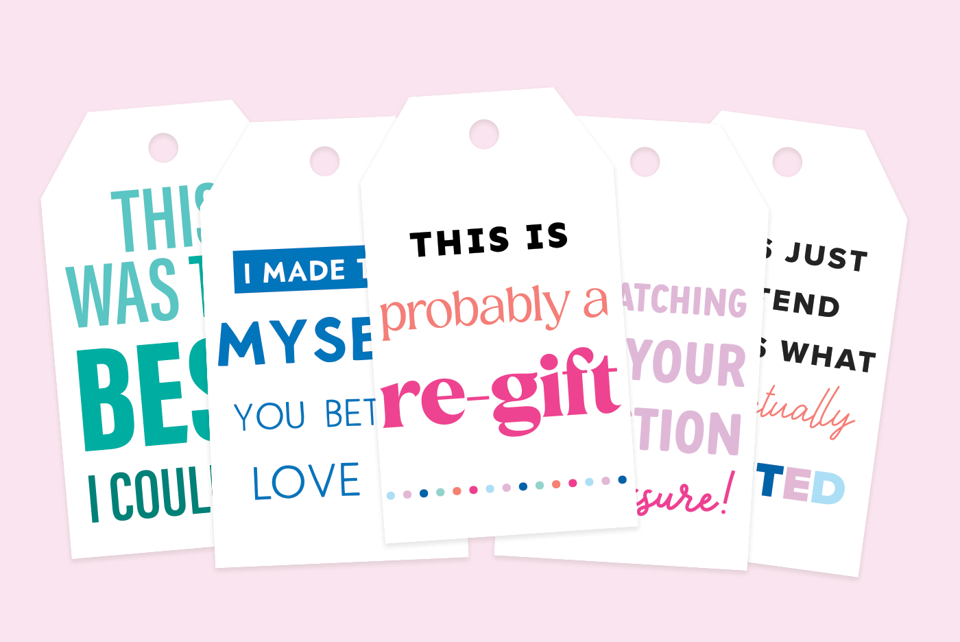 Preview set of 6 printable funny gift tags.