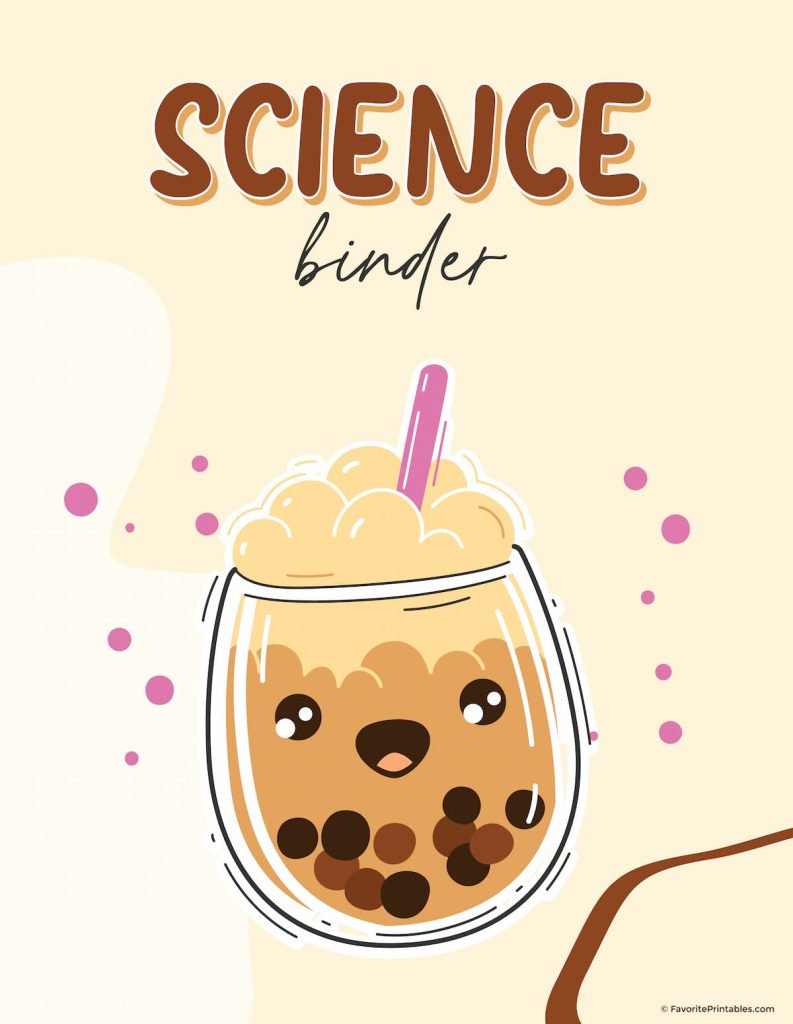 Boba tea Science binder cover printable.