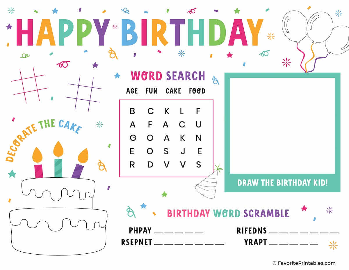 Happy Birthday Activity Sheet preview.
