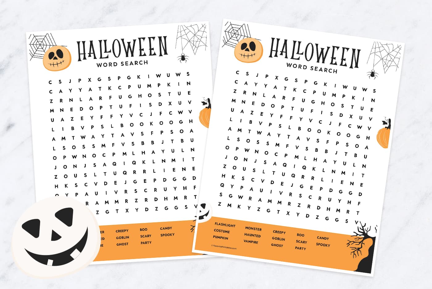Free printable Halloween word search preview set.