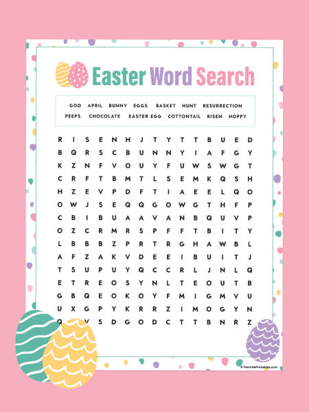 Easter word search printable.