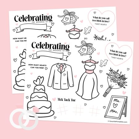 Wedding activity sheet preview.