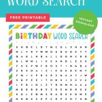 Birthday word search pin.