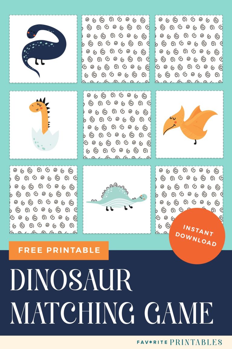 Free Printable Fun Dinosaur Matching Game - Favorite Printables