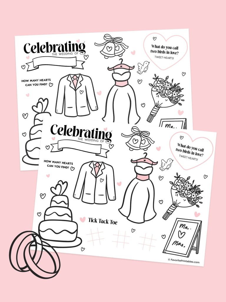 Wedding activity sheet preview.