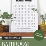 Bathroom word search sign pin.