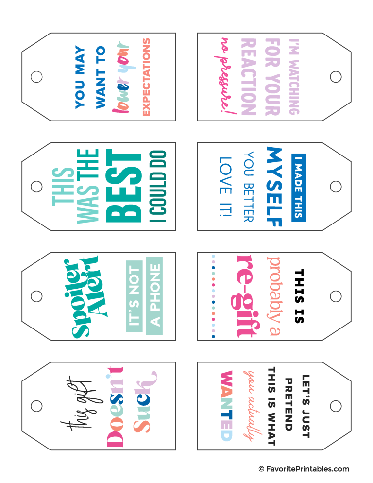 Free Printable Funny Gift Tags - Favorite Printables
