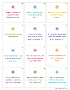 Free Printable Conversation Cards for Families - Favorite Printables