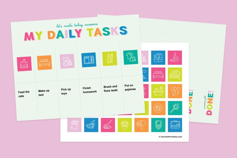 Free Printable Kid's Daily Routine Chart - Favorite Printables