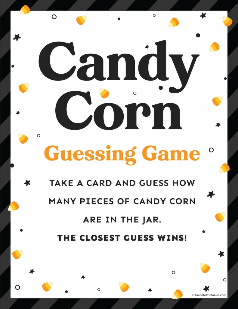 Free Printable Candy Corn Guessing Game Cards Favorite Printables