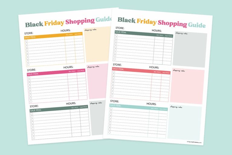 Black Friday Shopping list, FREE printable guide - Favorite Printables