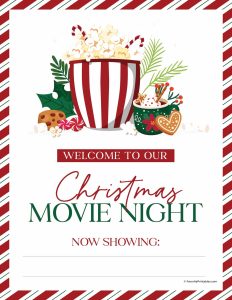 Free printable Christmas movie night poster.