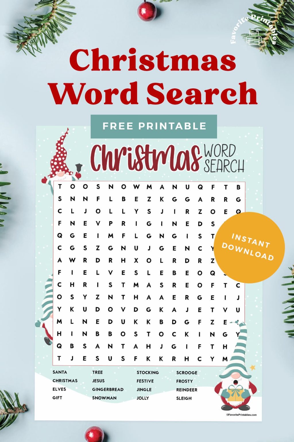 Christmas Word search, FREE printable for kids! - Favorite Printables