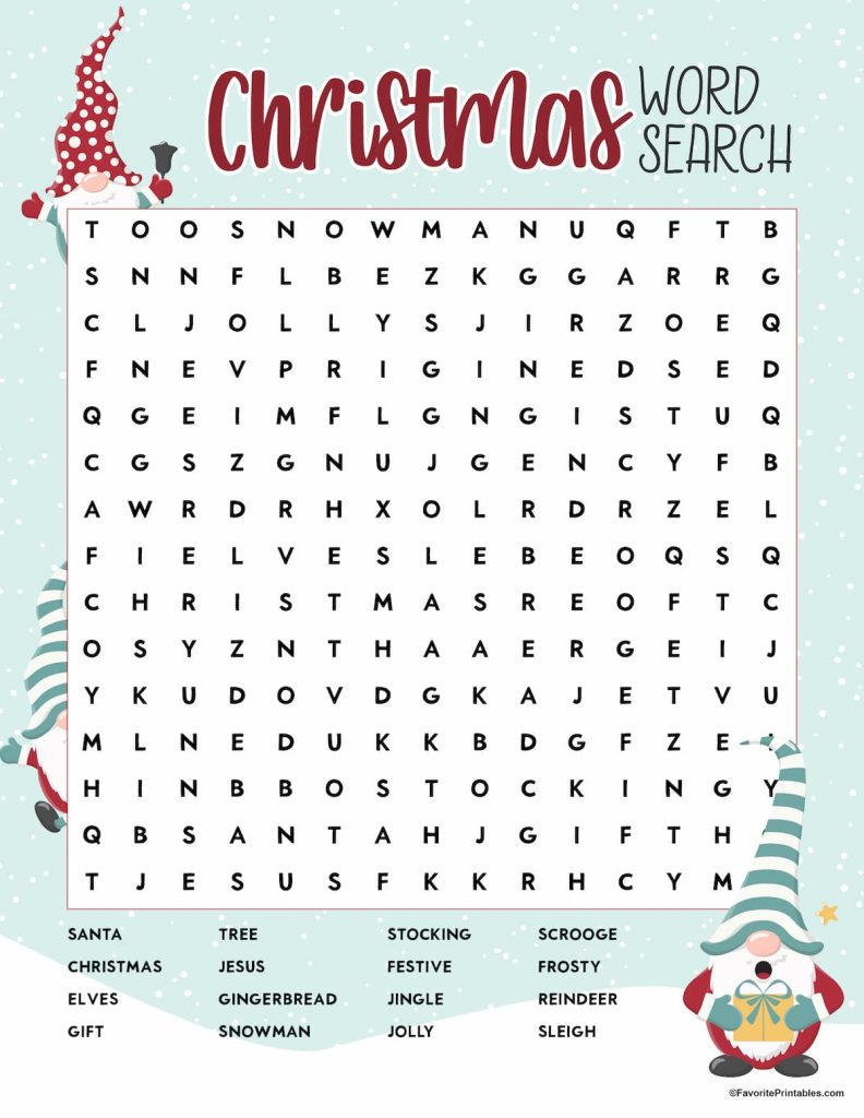 Christmas Word Search FREE Printable For Kids Favorite Printables