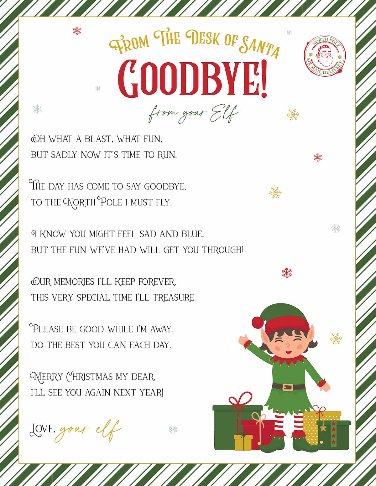 Elf on the Shelf Arrival and Goodbye letters, FREE printable set ...