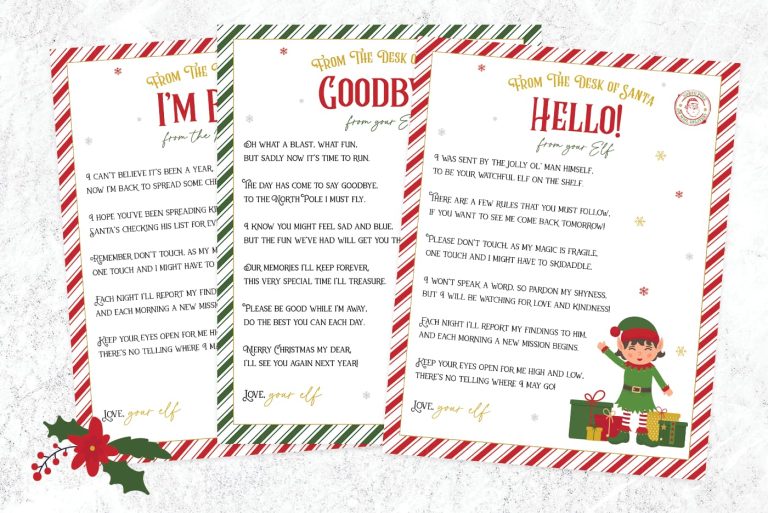 Elf On The Shelf Arrival And Goodbye Letters, Free Printable Set 