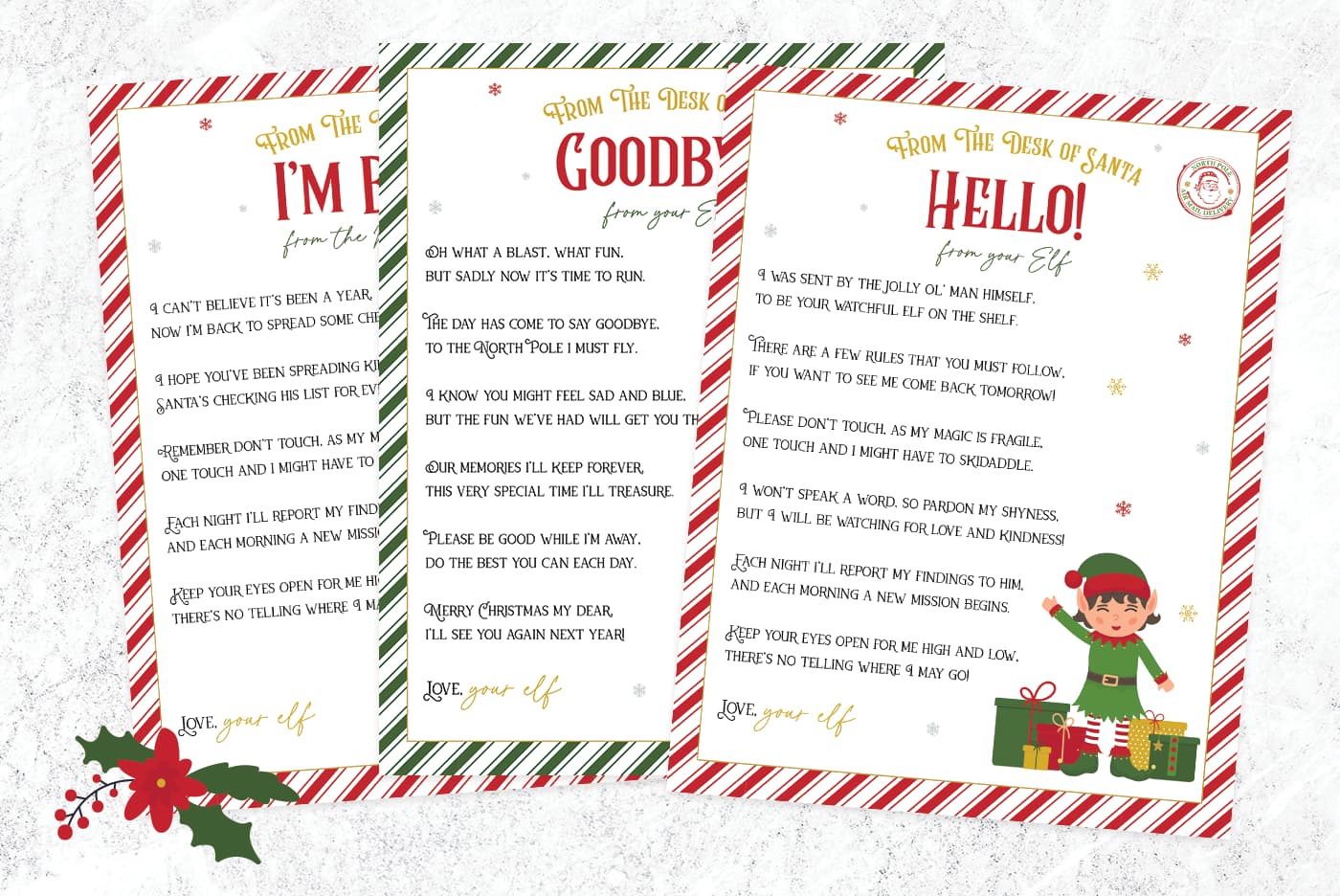 Free printable Elf On The Shelf letters.