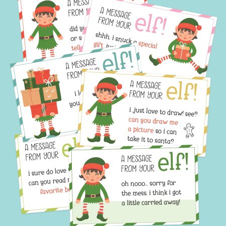 Free printable elf on the shelf note cards.