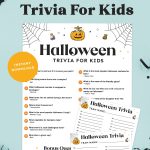 Free Printable Halloween Trivia Game For Kids pin.