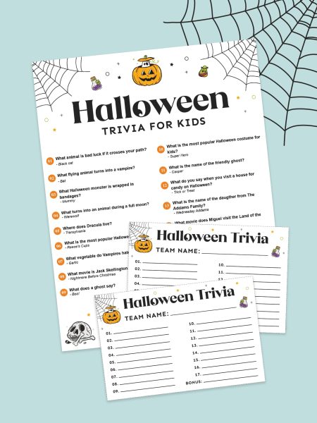 Free Printable Halloween Trivia Game For Kids preview.