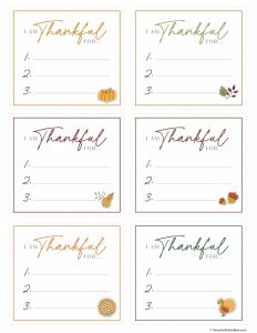 FREE Printable I Am Thankful For Cards! - Favorite Printables