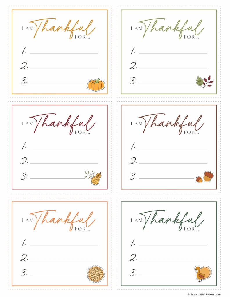 I Am Thankful For Cards, free printable for the holidays! - Favorite ...