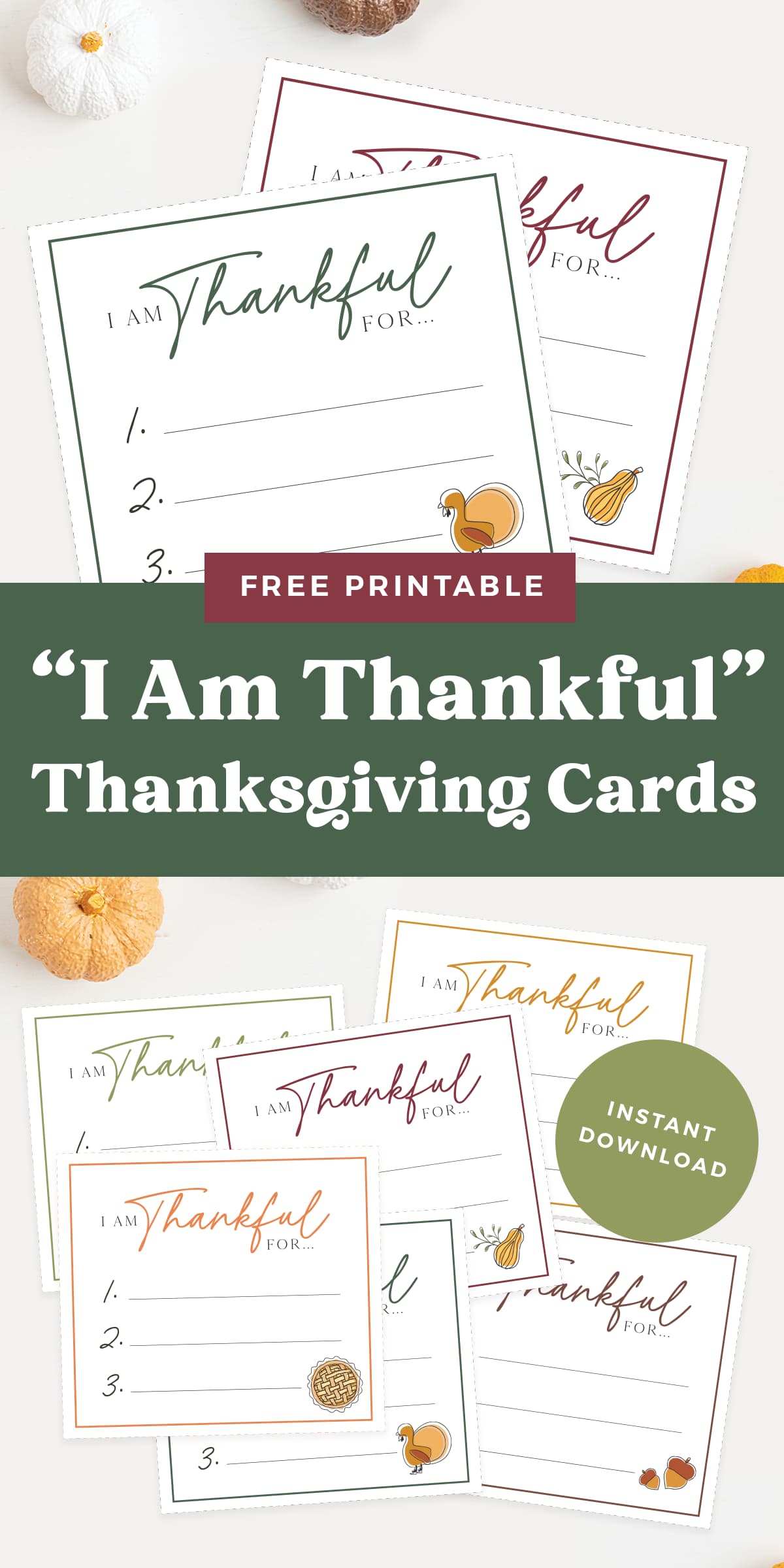 I Am Thankful For Cards, free printable for the holidays! - Favorite ...