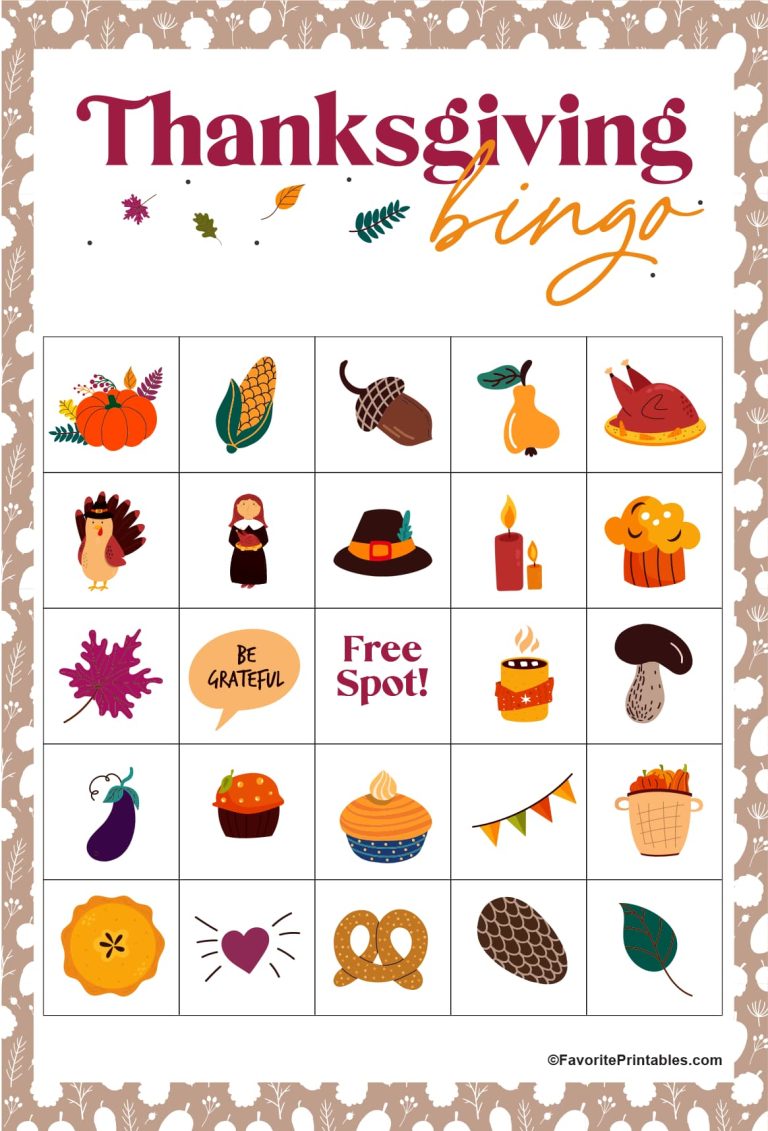 Thanksgiving Bingo Cards, FREE set of 24 cards - Favorite Printables