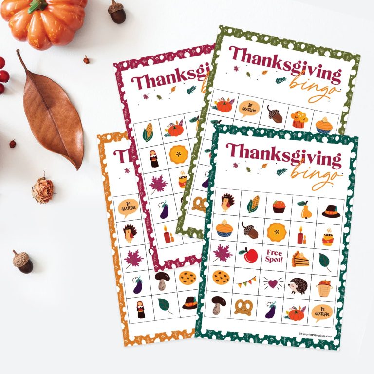 Thanksgiving Bingo Cards, FREE set of 24 cards - Favorite Printables