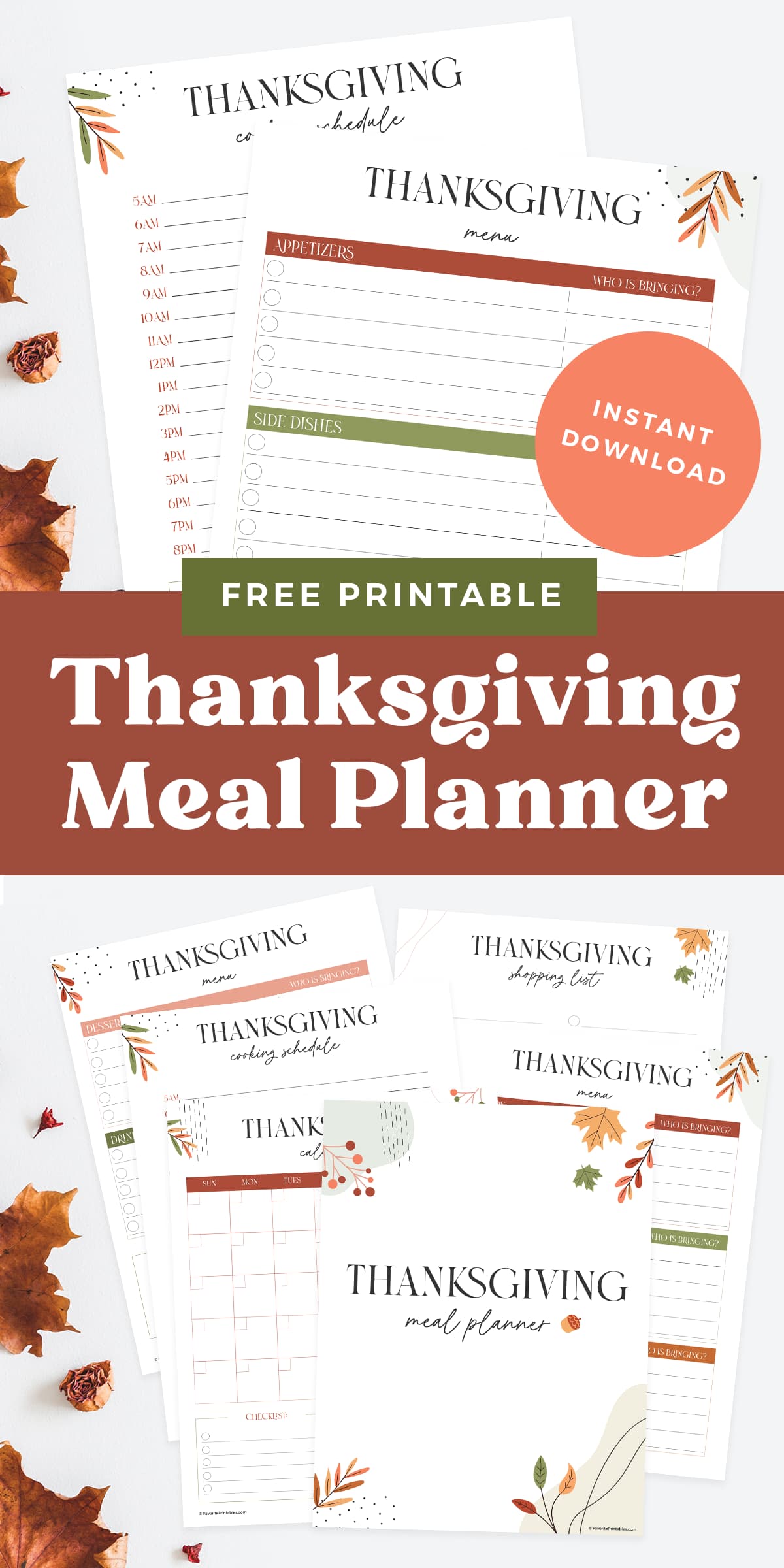 Thanksgiving meal planner - FREE Printable! - Favorite Printables