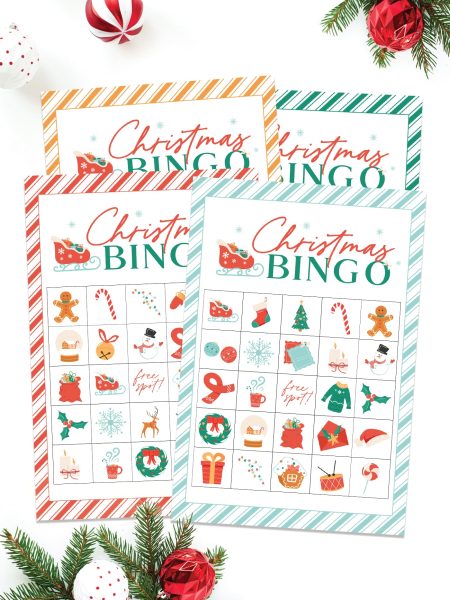 Free printable Christmas bingo cards sets.