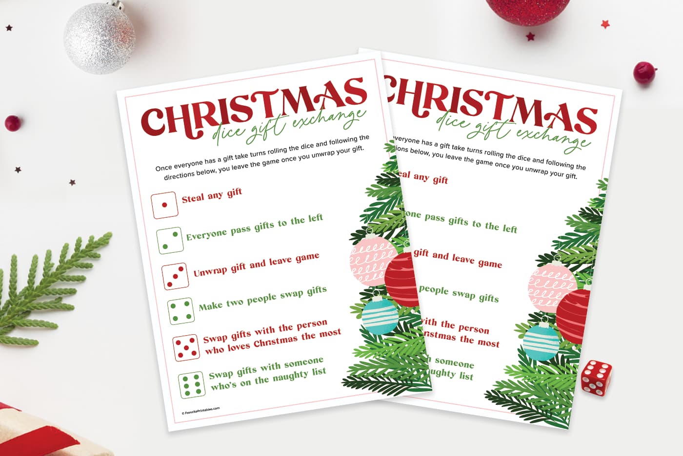 Christmas Dice Game FREE Printable For Gift Exchange Favorite