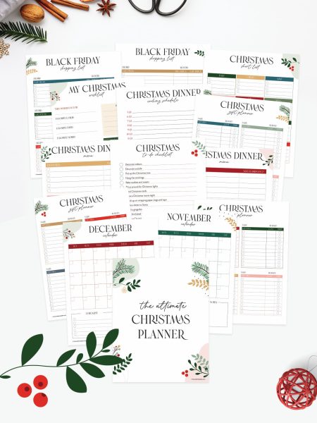 Free printable 14 page christmas planner.