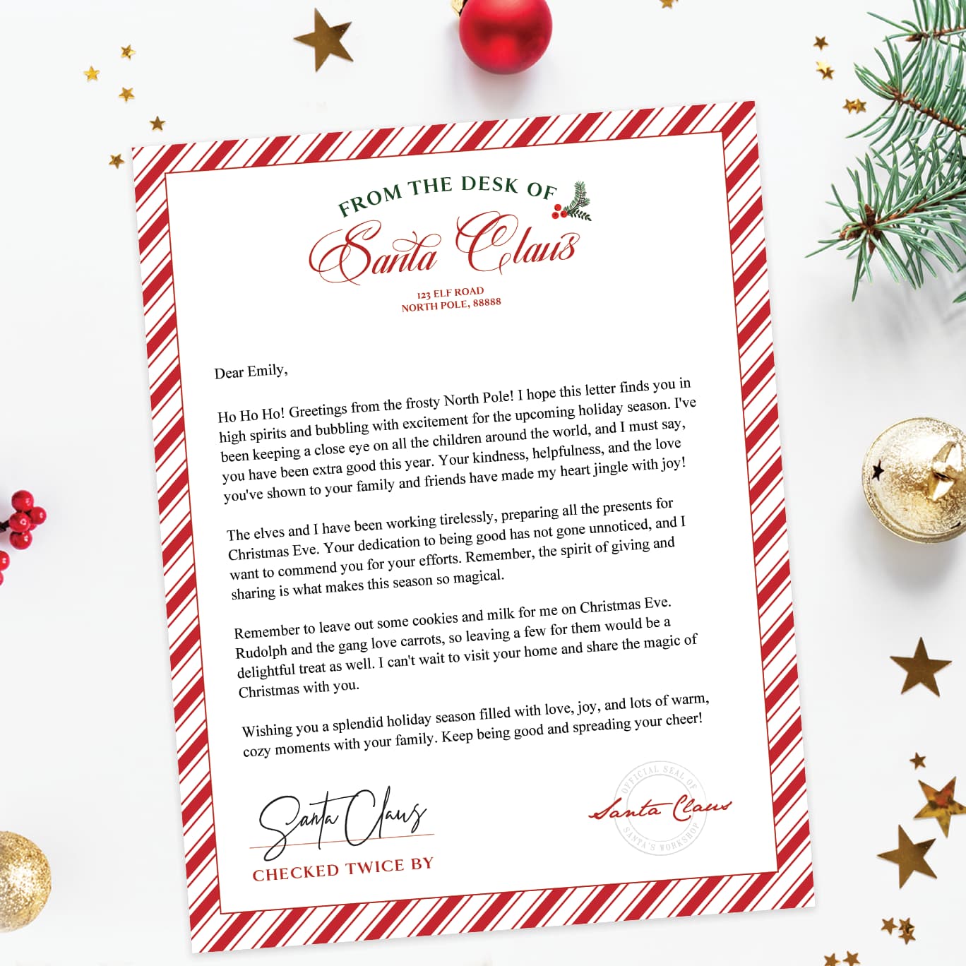 Letter from Santa free printable preview.