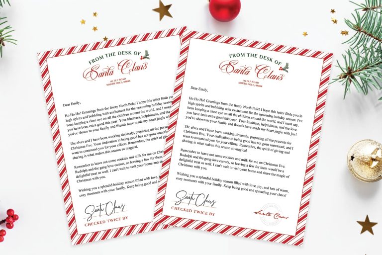 FREE Printable Letter From Santa Template - Favorite Printables