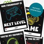 Free printable video game valentines cards set.