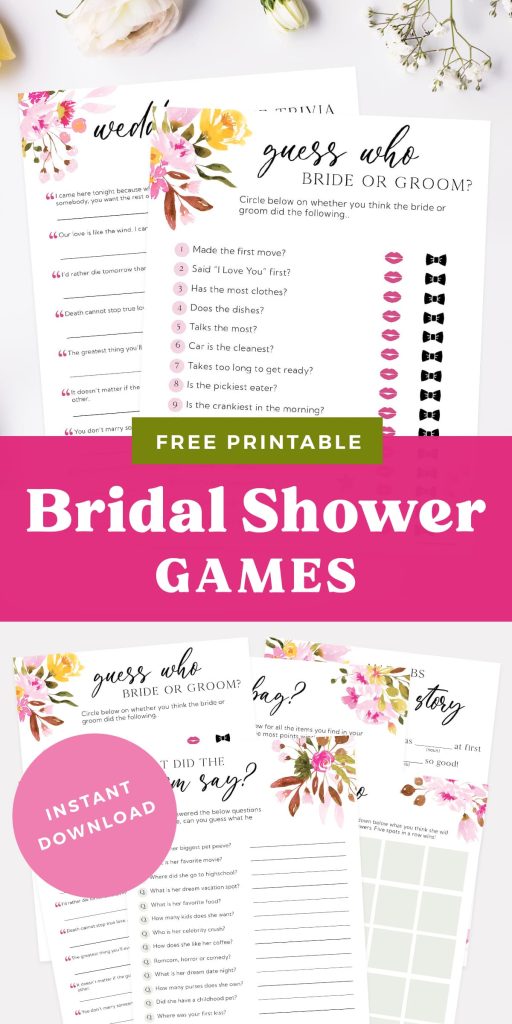 Free Printable Bridal Shower Games - Favorite Printables