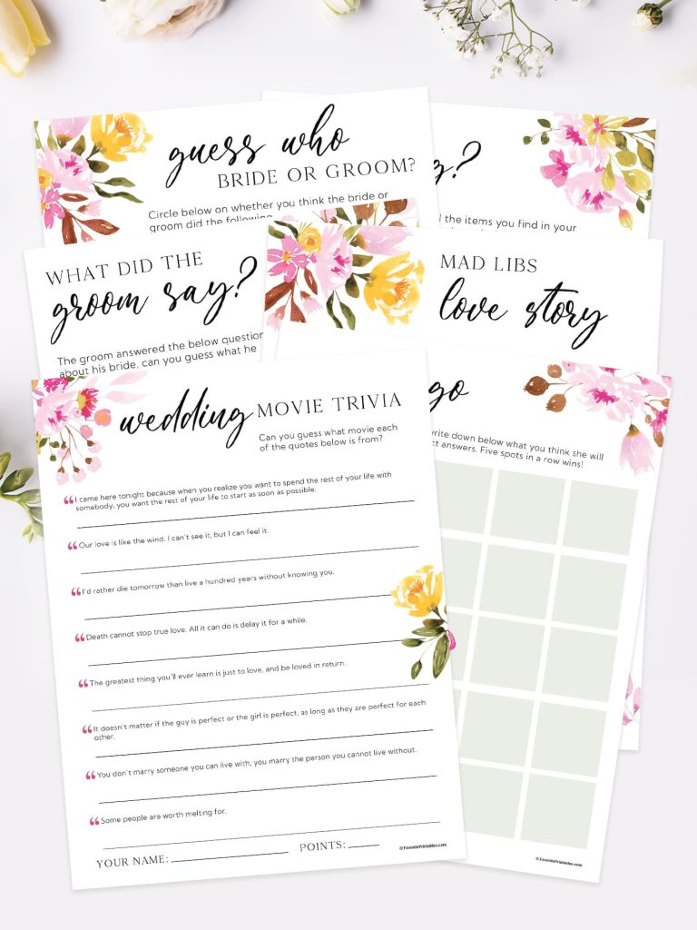 Free printable bridal shower games.