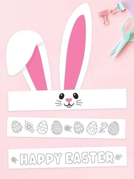 Printable Easter Bunny hat template.