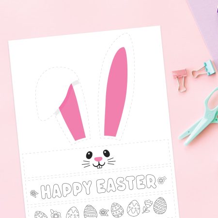 Printable Easter Bunny hat template.