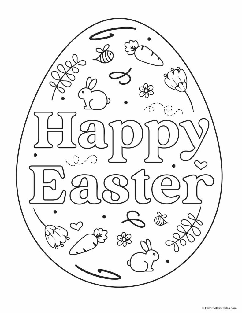 Printable Happy Easter coloring sheet.